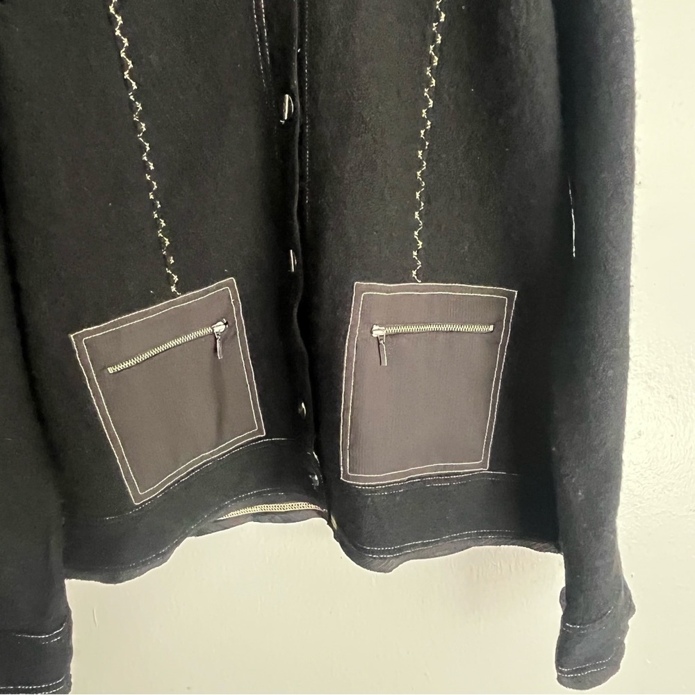 Chicos Vintage 100% Wool Button Front Mock Neck Jacket Size Large - Picture 10 of 11